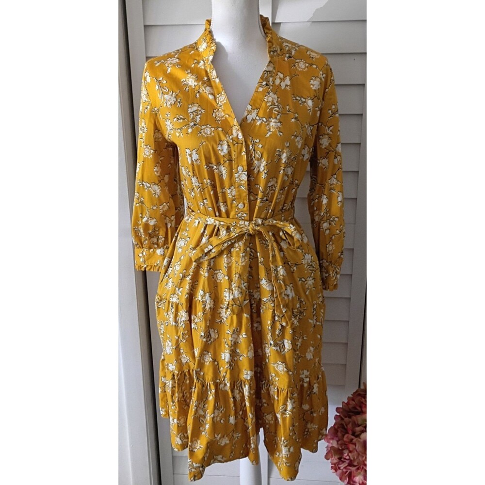 Untuckit women's JANE dress button down floral belted pockets 8